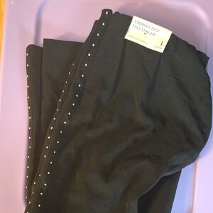 Soft Surroundings Black Full Length Pants with Stud Details